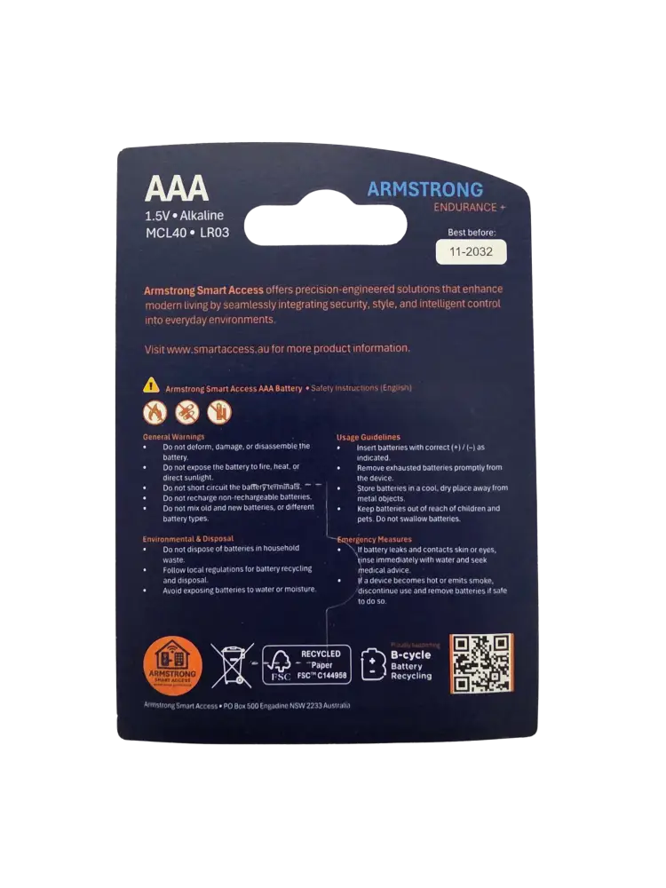 Armstrong AAA Alkaline Batteries - 2 Pack - Alkaline Battery