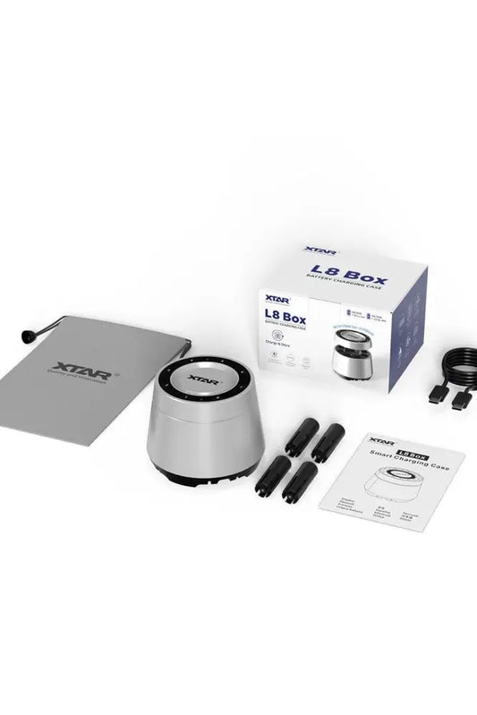 XTAR L8 Box Charger 8-Slot Intelligent AA/AAA Battery Charger & Storage Case (USB-C)